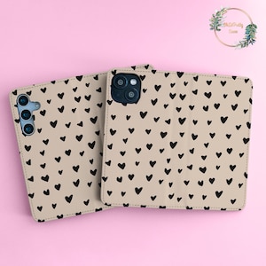 Capa de couro tipo carteira Hearts para Google 7a 9 pro 6a 8a iPhone 14+ 16 15 pro max 13 12 11 8 Samsung A25 A54 S24 S23 S22 S21 S20 wallet28