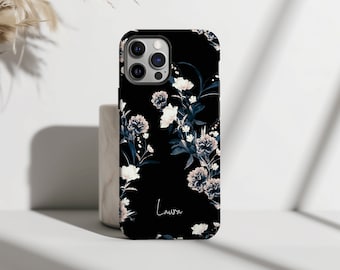 Black Flowers for iPhone 15 14 13 12 11 Pro Max case iPhone XR case iPhone XS Max Case iPhone X Case iPhone 7 Plus iPhone 8 Plus case o75