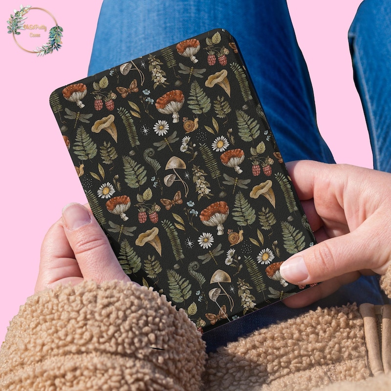 Mushroom n Herbs Kindle Case Paperwhite 2024 2022 Cover 12th 11th Oasis 2 3 Gen 5 6 6.8 inc Colorsoft Kindle Scribe Book Lover Gift