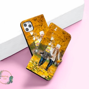 Funda tipo cartera con imagen personalizada para iPhone 14, 13, 12 Pro Max, X, XS, Galaxy S22, S21, S20, S10 Plus, Ultra Note, Google Pixel 6a, 6, 5, 4 y tarjetero.