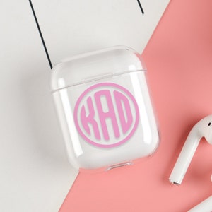 Monogram AirPod-hoesje met sleutelhanger Initialen Aangepaste naam AirPods Pro-hoesje Beschermend aangepast gepersonaliseerd Airpods-hoesje hard siliconen a13