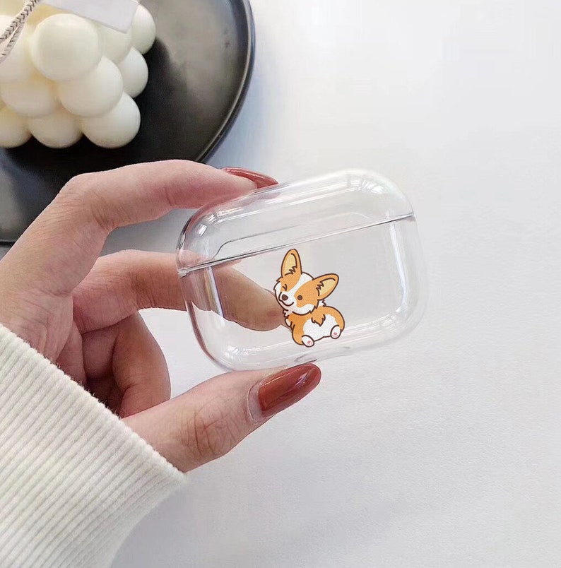 Cute Corgi AirPod Case with keychain AirPods Pro case Protective Shockproof Name Cute Airpods Case Funny Hard Silicone a15