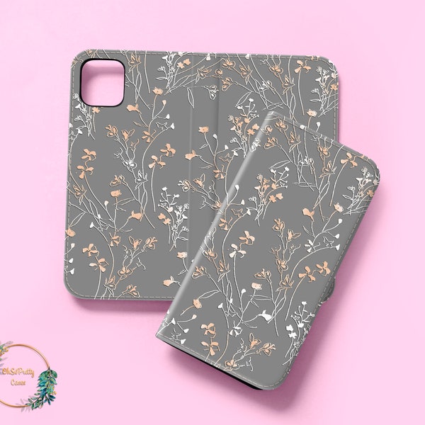 Étui portefeuille floral pour iPhone 15 14 12 Pro Max X XS SE pour Samsung Galaxy S22 S21 S20 S10 Plus Note Google Pixel 6a 6 5 4 Porte-carte