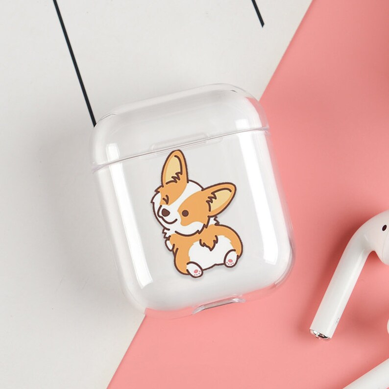 Cute Corgi AirPod Case with keychain AirPods Pro case Protective Shockproof Name Cute Airpods Case Funny Hard Silicone a15