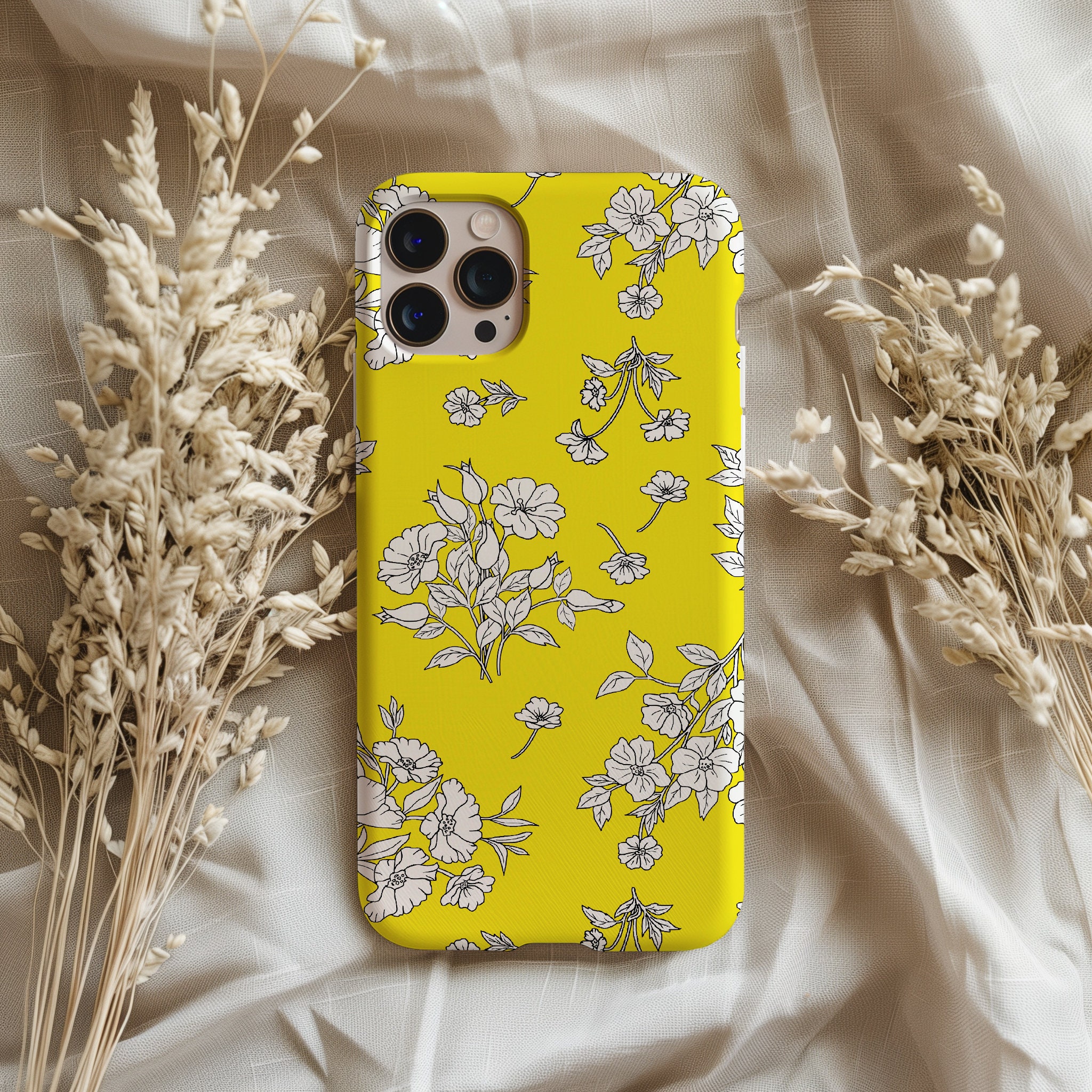 Yellow Floral for Galaxy S23 S22 S21 case Galaxy Note 10 S10 case S9 plus case S9 Note 9 S8 plus Samsung A50 A70 A30 A40 S7 Hard o95