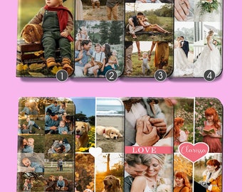 Étui portefeuille personnalisé en cuir avec photo pour iPhone 16 15 14 Pro Max Galaxy S25 S24 Plus Google Pixel 8a 7 porte-cartes