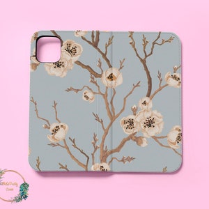 Funda tipo cartera con diseño floral para iPhone 14, 13, 12 Pro Max, X, XS, SE, Samsung Galaxy S22, S21, S20, S10 Plus, Note, Google Pixel 9, 8 y tarjetero 25094
