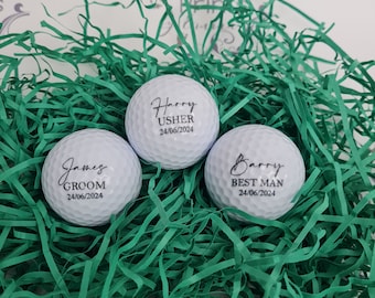 personalised groomsmen golf balls, logo golf balls, wedding day golf, golfer gift