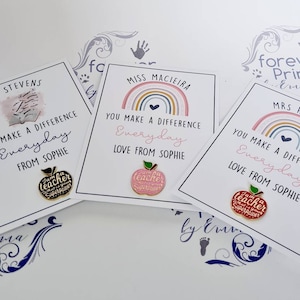 Personalised Teacher Apple Pin Badge, Thank You Gift