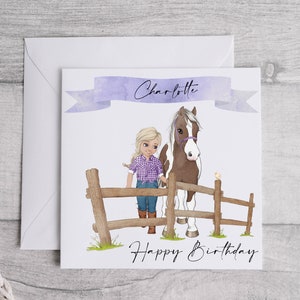 Horse birthday card, pony birthday card, personalised birthday card