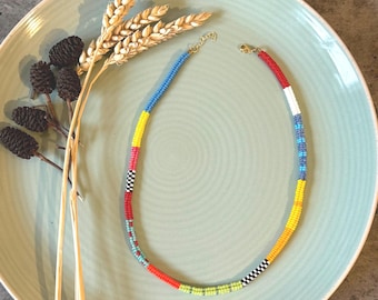 Handcrafted Seed Bead Necklace: Colorful Boho Statement Jewelry