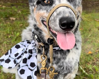 Soccer dog neckerchief, ball dog neckerchief, dog neckwear, pet neckerchief, fall dog collar accessory, dog neckwear, dog ascot, sport dog