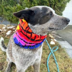 Rainbow dog scarf, tie dye dog scarf, pride infinity scarf, Dog snood, gator, pet scarf, pet snood, neck buff, winter dog, ally dog