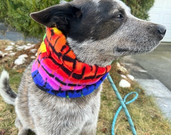 Rainbow dog scarf, tie dye dog scarf, pride infinity scarf, Dog snood, gator, pet scarf, pet snood, neck buff, winter dog, ally dog