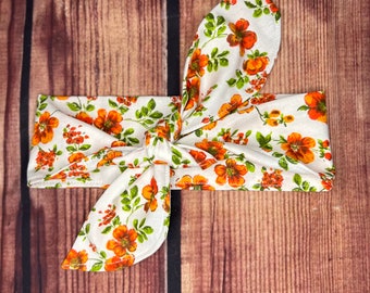 Orange floral dog neckerchief,  floral neckerchief, dog neckwear, pet neckerchief, dog collar accessory, pet collar accessory,  dog ascot