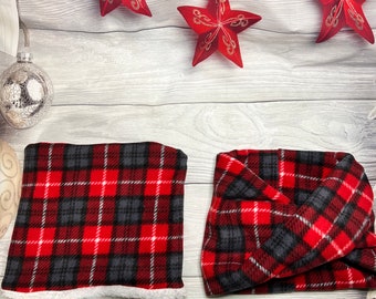 Red plaid dog scarf, plaid infinity scarf, Dog snood, winter dog scarf, pet scarf, pet snood, neck buff, dog gift, dog neckwear