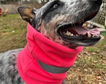 Neon pink Safety snood, Dog snood, gator, dog scarf, pet scarf, pet snood, neck buff, reflective dog gear, safety apparel, dog high vis
