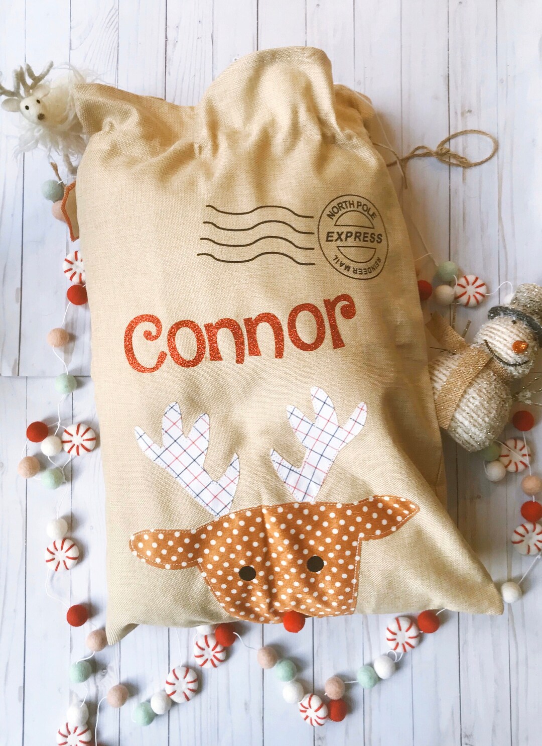 Personalized Reindeer Sack - Etsy