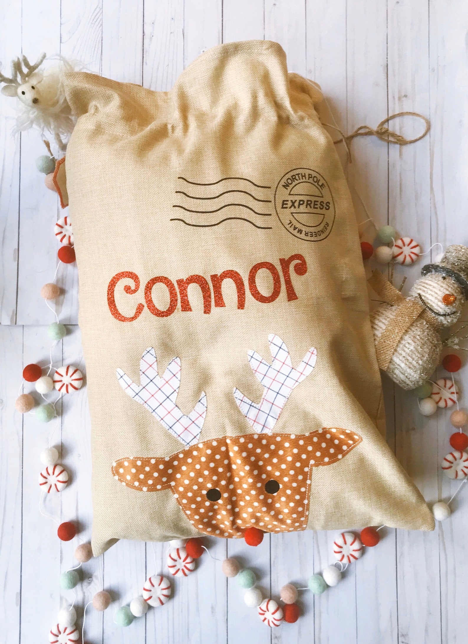 Personalized Reindeer Sack - Etsy