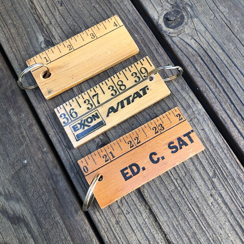 Chunky Wood Key Ring Made From Vintage Yardsticks