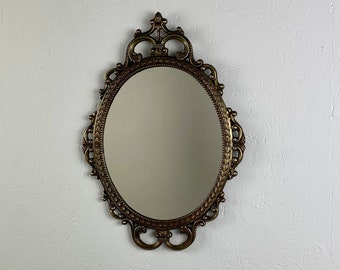 Vintage classic Italian metal mirror - 60's Italy - Hollywood regency - Victorian wall decor