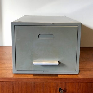 Industrial metal archive holders - Vintage gray box - retro 1970s storage module