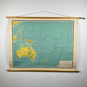 Australia - Grafico scolastico - Stampa di metà secolo - Bos Zeeman - P.Noordhoff - AUSTRALIA - vintage anni '60