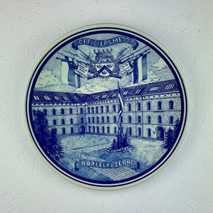 Vintage Delft niebieska tablica ścienna - Mesa Oficerska Boreelkazerne - Holenderskie koszary wojskowe - budynki mancave