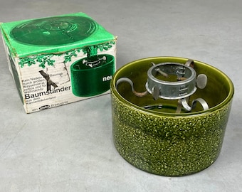 Tree stand from Kannenbäckerland Jasbo boxed - 1960s W Germany 907/20 green ceramic christmas tree stand