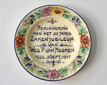1940's design Dutch plate - designed letters flowers Holland