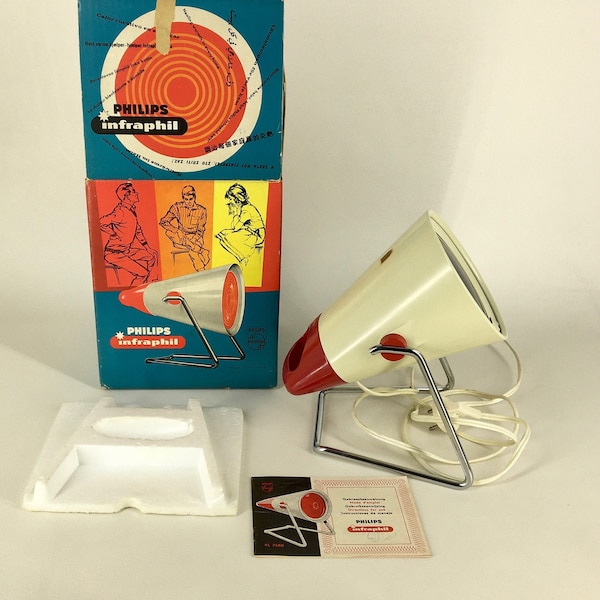 Vintage Philips INFRAPHIL KL7500 - Verpackt - Infrarot-Wärmelampe aus den 60er Jahren - Retro-Licht