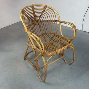 Vintage bamboo lounge chair - Rohe Noordwolde - midcentury bamboo rattan 50s design wicker chair