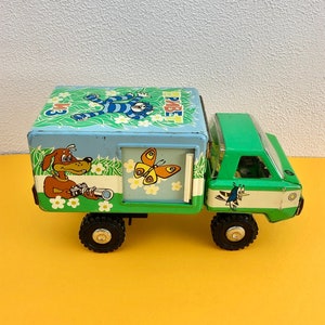 Camion giocattolo vintage NPOCTO KBAWNHA - Cane con foto Uccello Gatto Auto - Veicolo retrò anni &#39;70