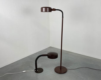 vintage 80s Dutch metal floor lamp - XL gooseneck light - Space age
