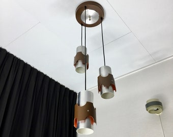 Vintage 60's 3 Light - Space Age Pendent Lamp - brown Aluminium