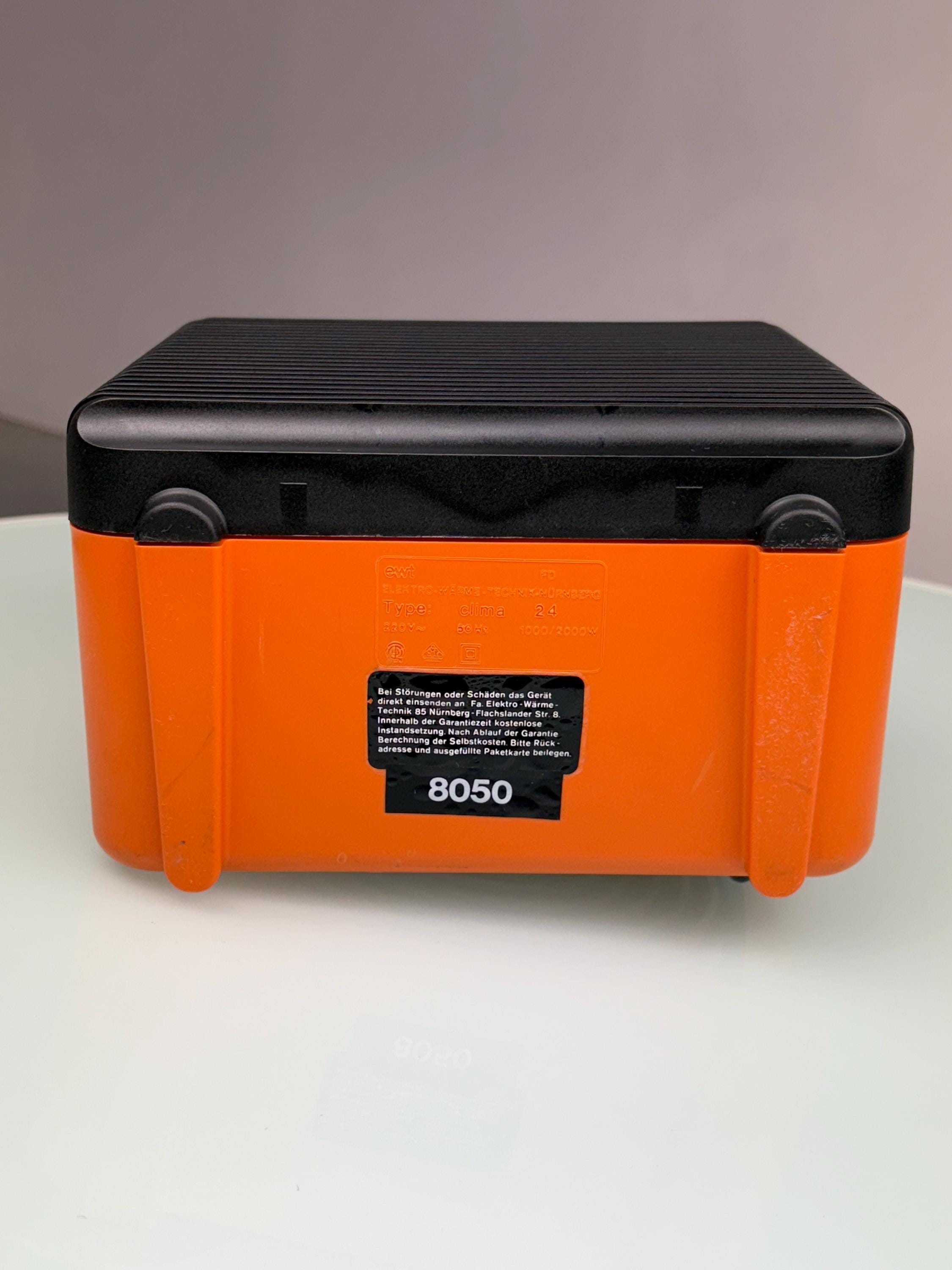 Space Age Heater and Fan - Vintage 1980s Orange Black Electric