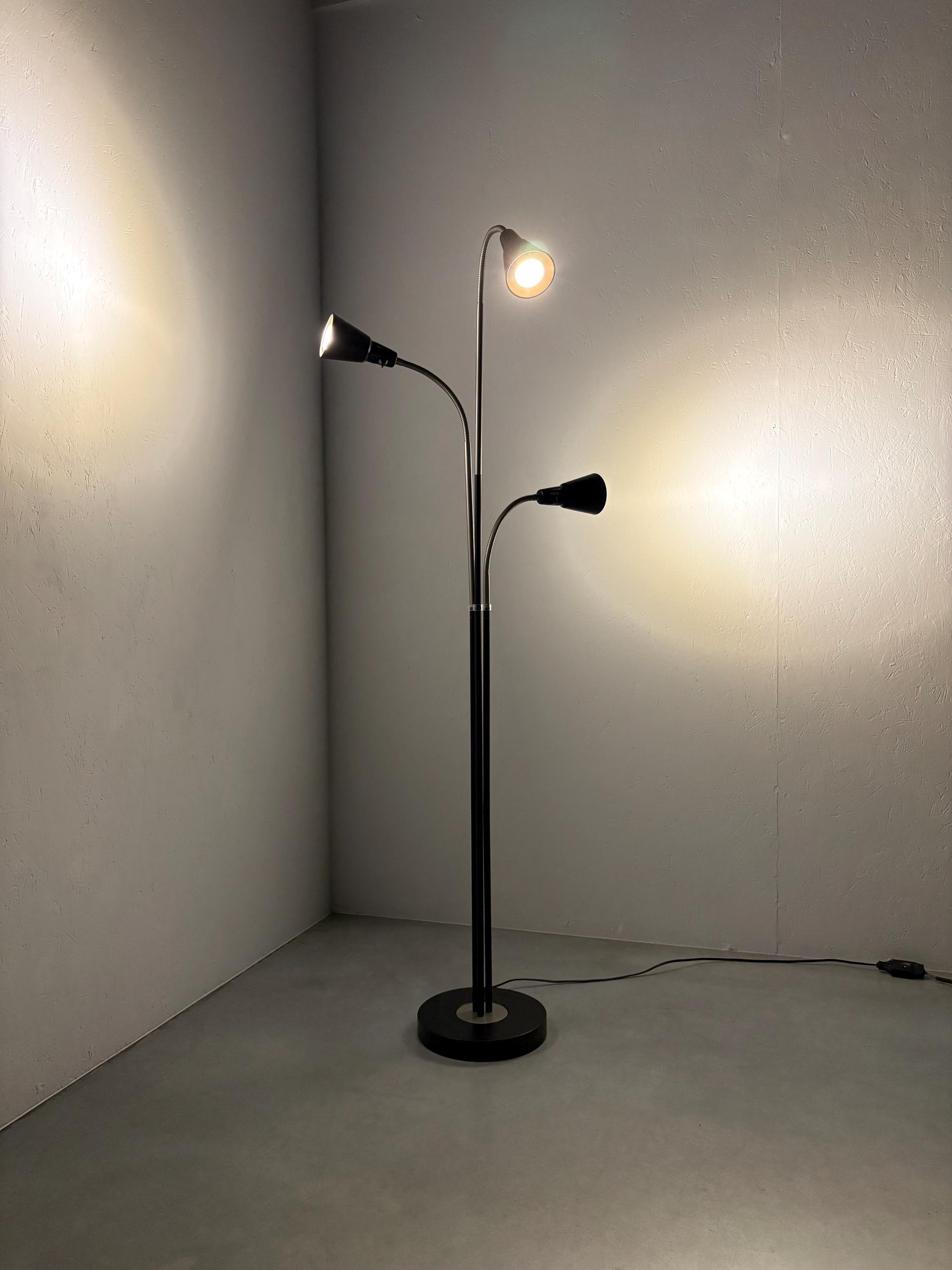 Rare 3-spot Floor Lamp Modern Black Metal Lighting From IKEA