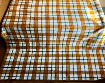 Large vintage AaBe dralon bed cover - XL retro plaid - 2 person blanket 60s or 70s