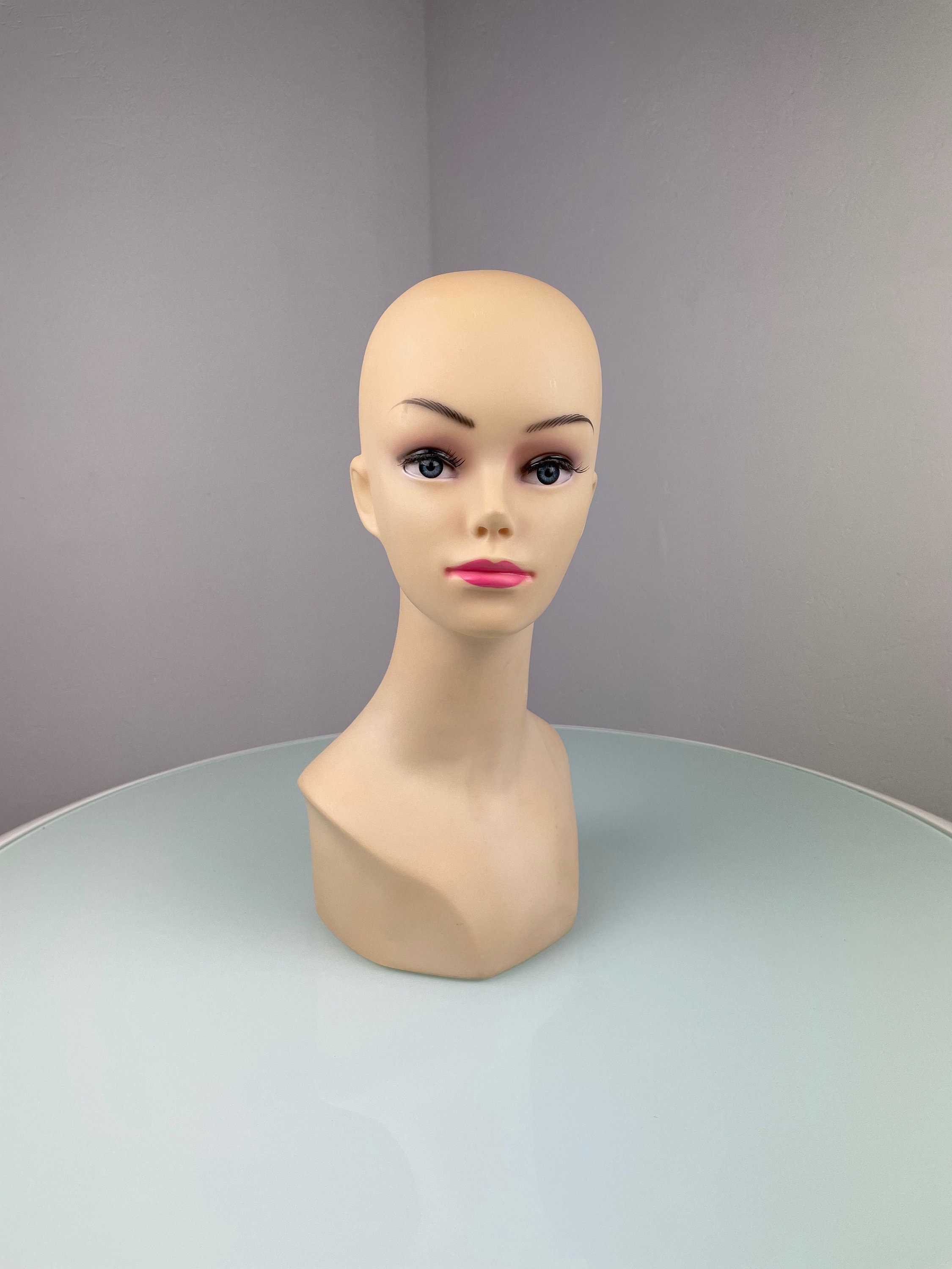 Vintage Mannequin Head Bald Mannequin Woman Mannequin Head Vinyl Mannequin  Head Hat Holder 