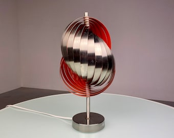 Vintage metal table light - rare desk lighting - 1980s Massive - Art by Henri Mathieu design lamp - orange chrome