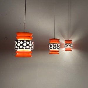 1 of 3 space age light pendant - vintage 70&#39;s metal hanging lamp by Massive Belgium 1970 lighting