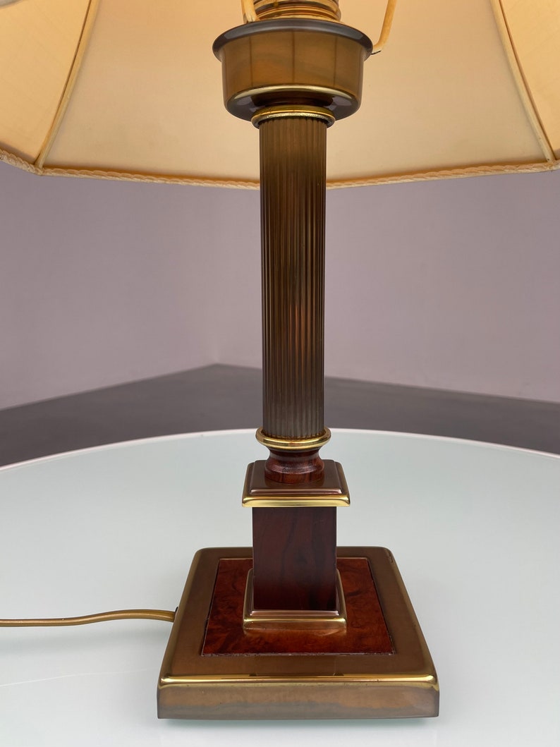 Vintage 60s Herda Verlichting desk light - classic table lamp - wood brass metal - Dutch lighting - Hollywood regency image 7