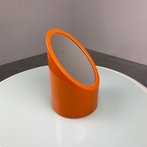 Space age plastic mirror - Vintage 70s orange pop art oblique mirror