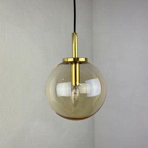 Vintage 1970s high quality glass hanging lamp M - Limburg Glashutte lighting - glass brass metal light