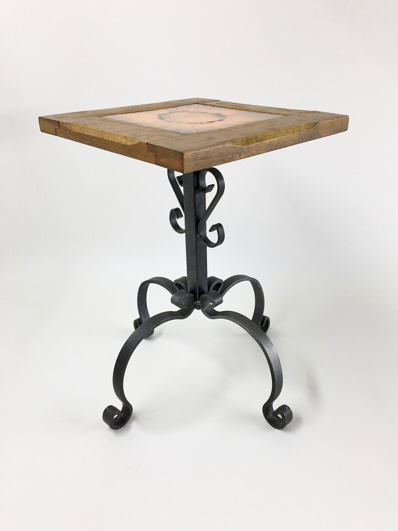 Vintage Wrought Iron Side Table With Tile From the 60's Etsy