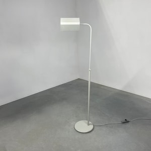 Vintage gray metal floor lamp - 1970s modern design light - industrial lighting - rare reading lamp
