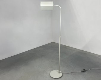 Vintage gray metal floor lamp - 1970s modern design light - industrial lighting - rare reading lamp