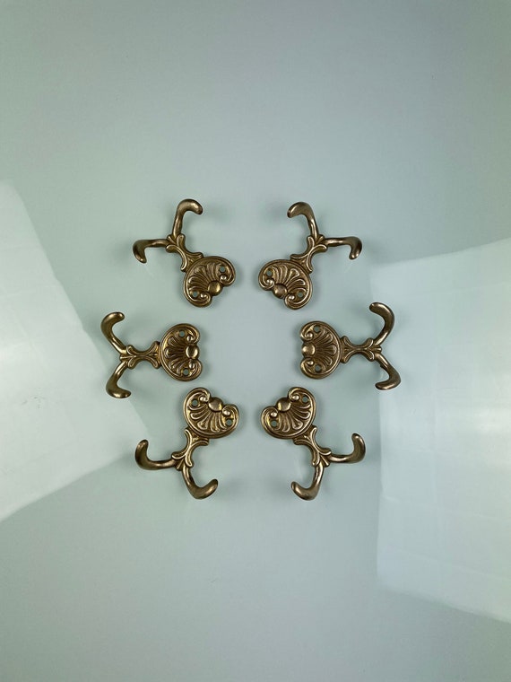 Vintage Brass Coat Hooks Italy Classic 60s Wall Hanger Set of 6 12 Metal  Hooks 