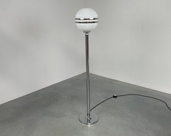 Space age 1960s floor lamp - Germany chrome glass sphere light - rare 60s vintage modern lighting