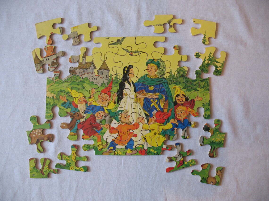 Vintage Wooden Puzzle ~ Snow-white ~ Fairy Tale - Etsy